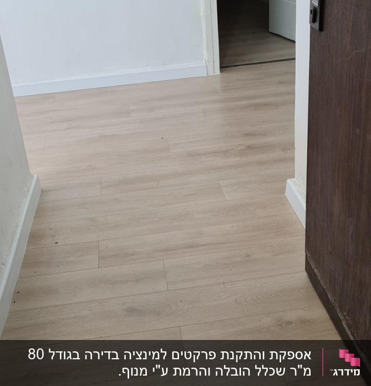רצפת פרקט עץ בהירה עם לכלוך קל